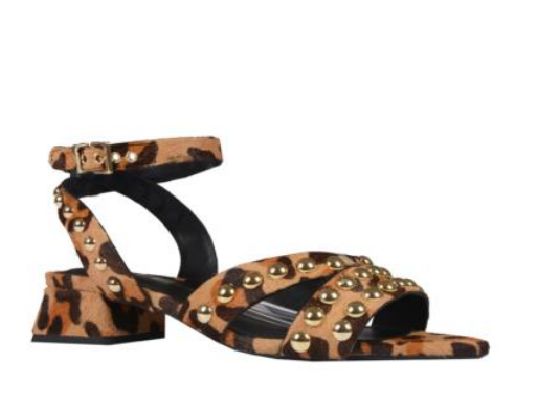sandalia animal print salto baixo