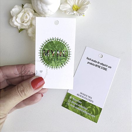 Tag com corte Reto - Laminação Fosca e Verniz Local