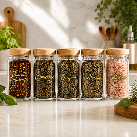 Etiquetas para Decoração Potes de Tempero Dourado Premium
