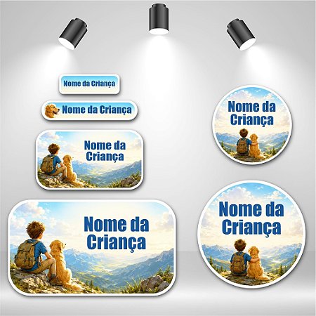 Kit de Etiquetas Escolares – Menino na Montanha
