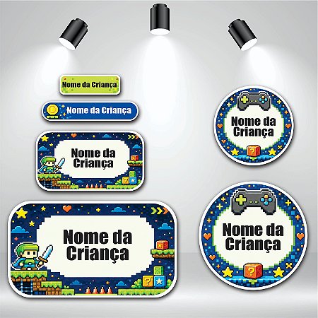 Kit de Etiquetas Escolares – Game Pixel Hero