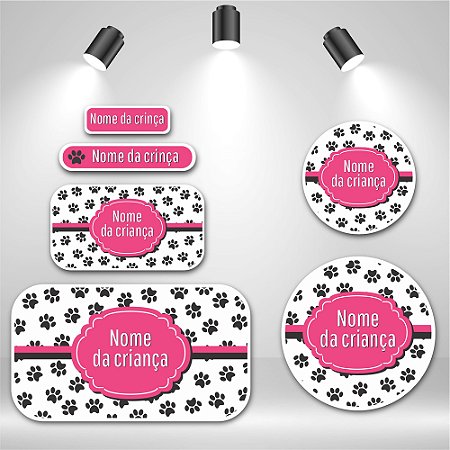 Kit de Etiquetas Escolares – Patinhas Rosa