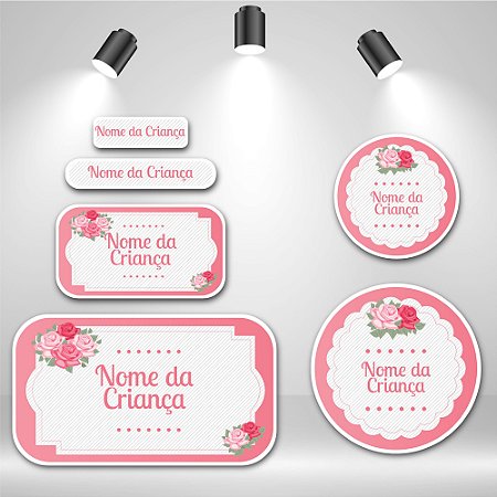 Kit de Etiquetas Escolares – Rosas