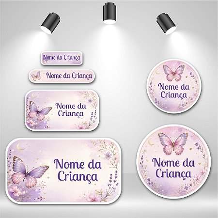 Kit de Etiquetas Escolares – Borboleta Lilás