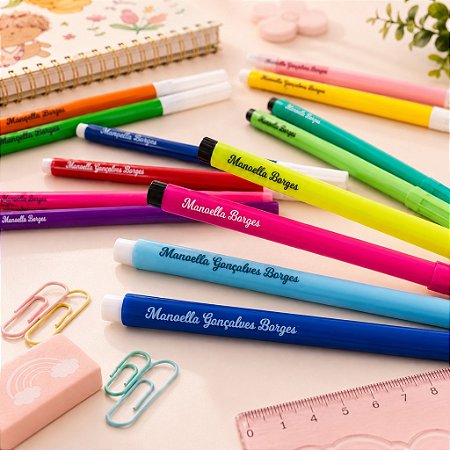 Kit Etiquetas Escolares Mini e Finas Transparentes com Nome Preto e Branco