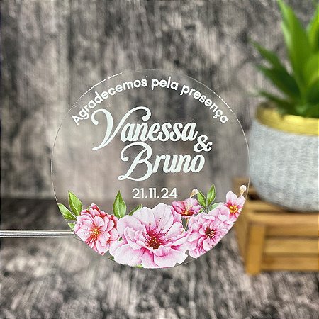 Adesivo Casamento Flores Impressão Branca