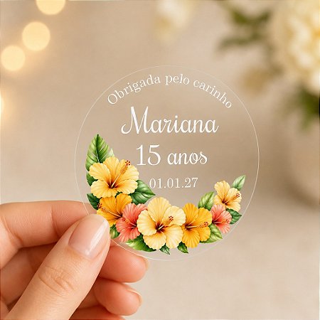 Adesivo para Lembrancinha Coleção Flores Amarelas