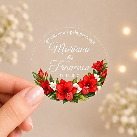 Adesivo para Lembrancinha Coleção Flores Vermelhas