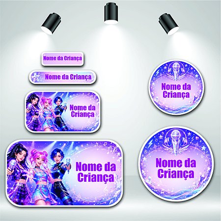 Kit de Etiquetas Escolares - Guerreiras Pop Neon