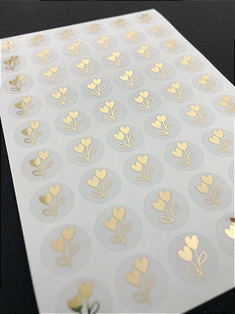 Etiqueta Dourada Lacre Convites de Casamento - Bouquet Coração