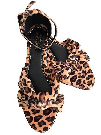 sandalia rasteira animal print