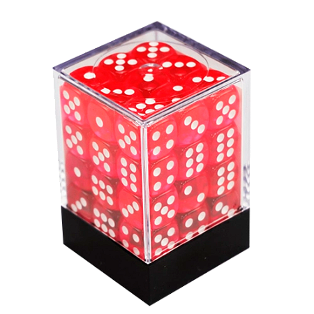 Central Dices - D6 12mm - Vermelho Melancia e Branco - Mármore (36 Dados)