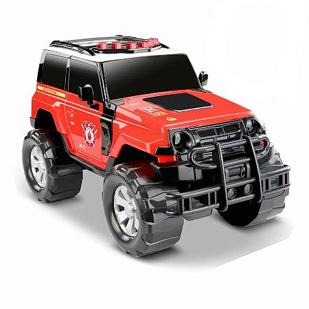 Carro Roma Brinquedos Render Force Rescue bombeiro - vermelho