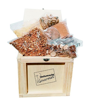 Kit Defumação Gourmet Serragem Madeira Seca Cavaco Frutífero Uva Goiaba Jabuticaba Pitanga