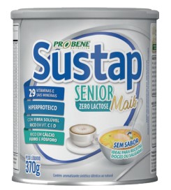Sustap Senior 50+ Zero Lactose 370g – Suplemento Nutricional Sem Sabor para Adultos e Idosos