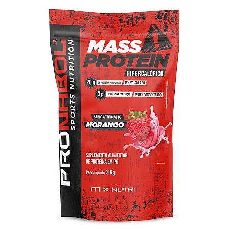 Mass Protein Morango Pouch 3kg - Pronabol