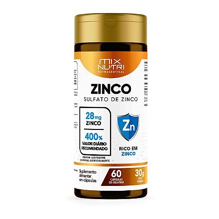 Nutraceutical Sulfato De Zinco - 60 Caps - 30g - Mix Nutri