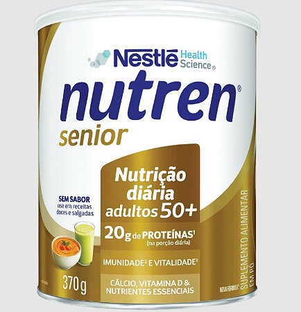 Nutren Senior Sem Sabor 370g - Suplemento Nutricional da Nestlé para Adultos 50+