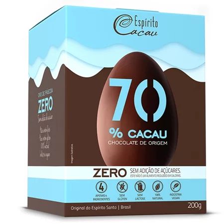OVO DE CHOCOLATE 70% 200G ZERO - ESPIRITO CACAU