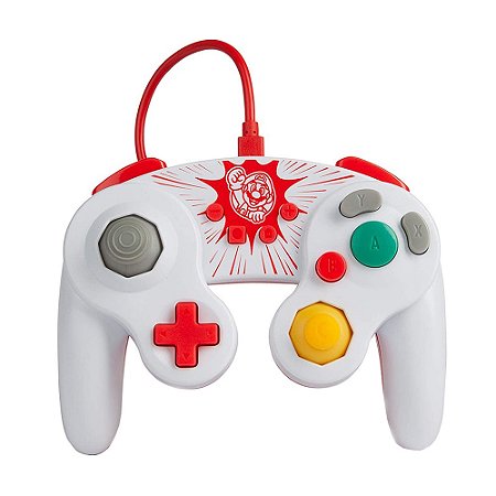 Controle com fio PowerA Gamecube Mario Red para Nintendo Switch (LACRADO)