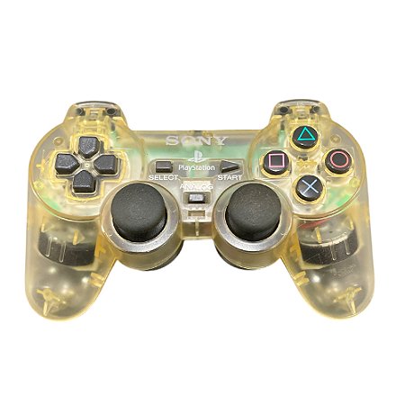 Controle Sony Dualshock 2 Com Fio Transparente - PS2
