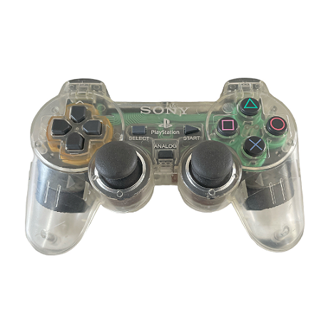 Controle Sony Dualshock 2 Com Fio Transparente - PS2