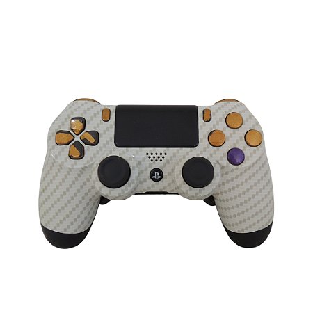 Controle Sony Dualshock 4 Branco Carbono sem fio (Personalizado) - PS4