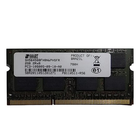 Memória Ram de Notebook PC3-8500S-07-10-F2 2GB DDR3 1333MHz - Smart