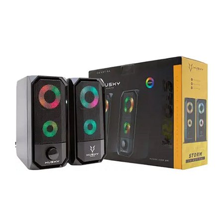 Caixa de Som Gamer Husky Gaming Storm, Preto, RBG Rainbow, 6W, USB - HGMK000