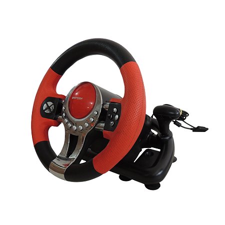 Volante Doctom PU-V5 Vermelho e Preto - PS2/PC