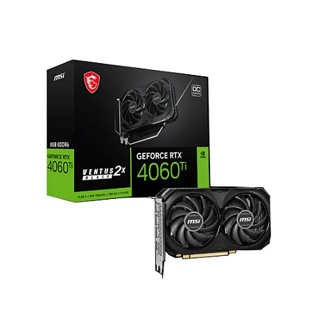 Placa de Vídeo Nvidia Geforce RTX 4060Ti Ventus 2x Black, 8GB OC, GDDR6 128-bits - MSI