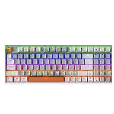 Teclado Gamer Mecânico K500-B94, Switch Blue, RGB, Cinza e Branco, 90% - Machenike