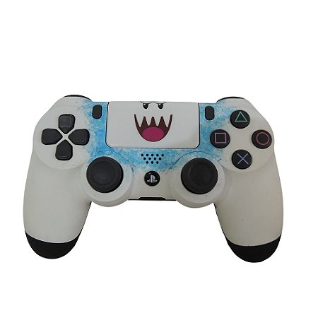 Controle Sony Dualshock 4 Branco/Preto sem fio (Personalizado: Boo Super Mario) - PS4