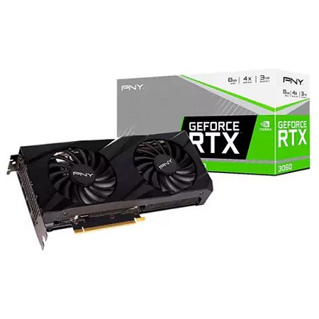 Placa de Vídeo Nvidia RTX 3060 TI Dual Fan, 8GB, GDDR6, LHR, 256-bit - PNY