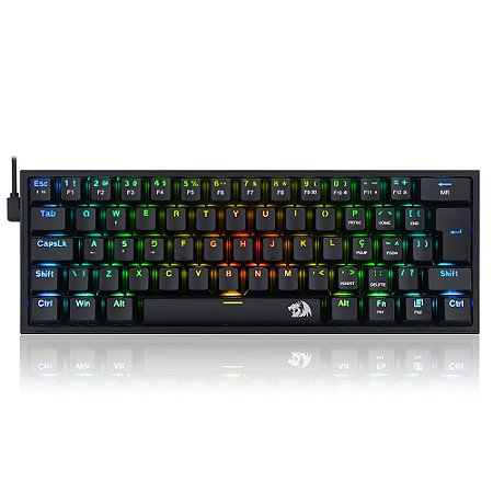 Teclado Mecânico Gamer Redragon Fizz, K617, RGB, Switch Blue, com fio - Redragon
