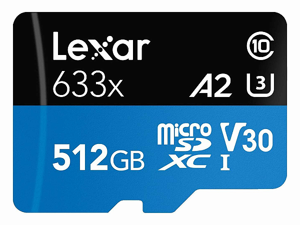 Cartão de Memória Micro SD, 633x, 512GB - Lexar