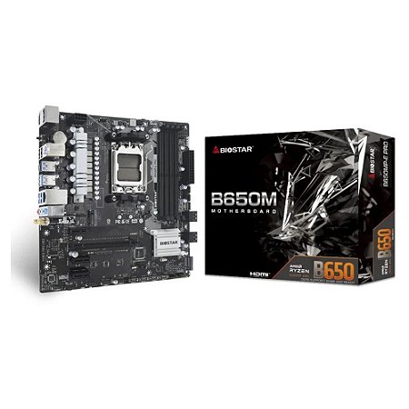 Placa-Mãe B650MT, AM5, DDR5, Socket uATX, PCIe, Ver: 6.0 - Biostar