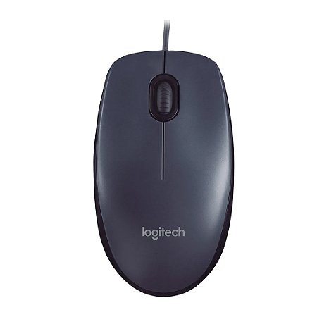 Mouse com fio USB, M90 com Design Ambidestro, Cinza - Logitech