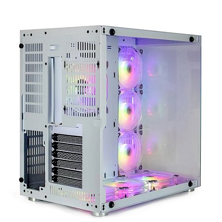 Gabinete Gamer Hyrax HGB700, Atx, Vidro Lateral e Frontal, Branco, Sem Fans - MotoSpeed