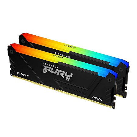 Kit Memória Ram Fury Beast, RGB, Preta, 2x16GB, DDR4, 3200MHz - Kingston