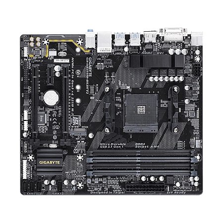 Placa Mãe GA-AB350M-DS3H V2, AMD 1ª a 5ª Gen, Socket AM4, DDR4, PCIe - Gigabyte