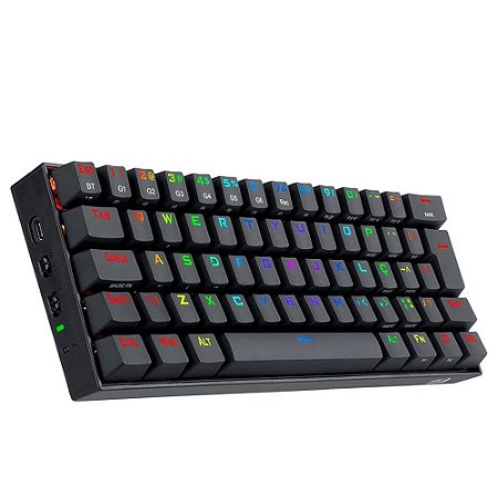 Teclado Mecânico Gamer Draconic Pro, RGB, 60%, ABNT2, Switch Brown, Preto, Com fio - Redragon
