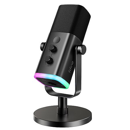 Microfone Fifine AM 8 Dynamic Black, USB, RGB - AmpliGame