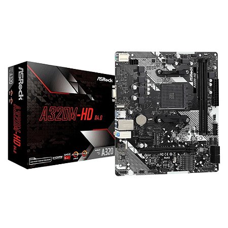 Placa Mãe A320M-HD R4.0, AMD, 2ª Gen, Socket LGA AM4, DDR4 - Asrock