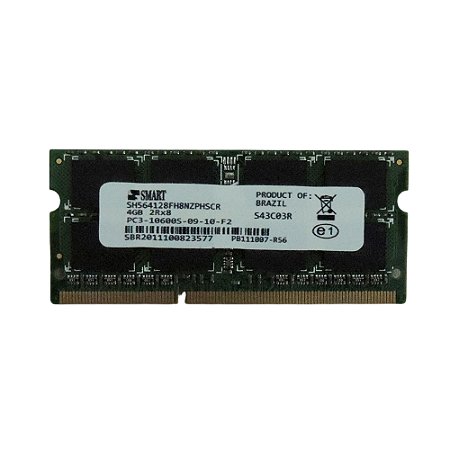 Memória Ram de Notebook PC3-10600S-09-10-F2, 4GB, DDR3, 1333MHz - SMART
