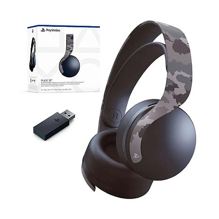 Headset Sony Pulse 3D Gray Camouflage sem fio - PS4, PS5 e VR