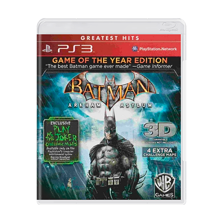 Jogo Batman: Arkham Asylum - PS3 (Greatest Hits, Lacrado)