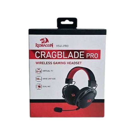 Headset Gamer Cragblade Pro sem Fio Preto/Vermelho - Redragon (NOVO | EMBALAGEM)