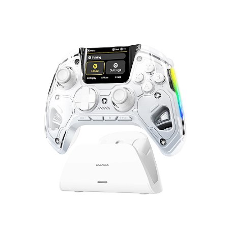 Controle Manba One, Branco, Wireless, RGB, Hall Effect Para IOS/Android/ Switch e PC