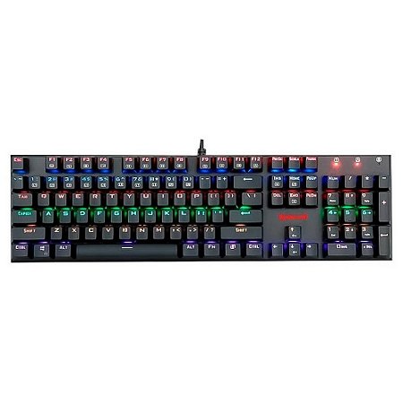 Teclado Gamer Rudra K565R-2 Com fio, Preto, ABNT 2, Full Size, RGB, Switch Blue - Redragon